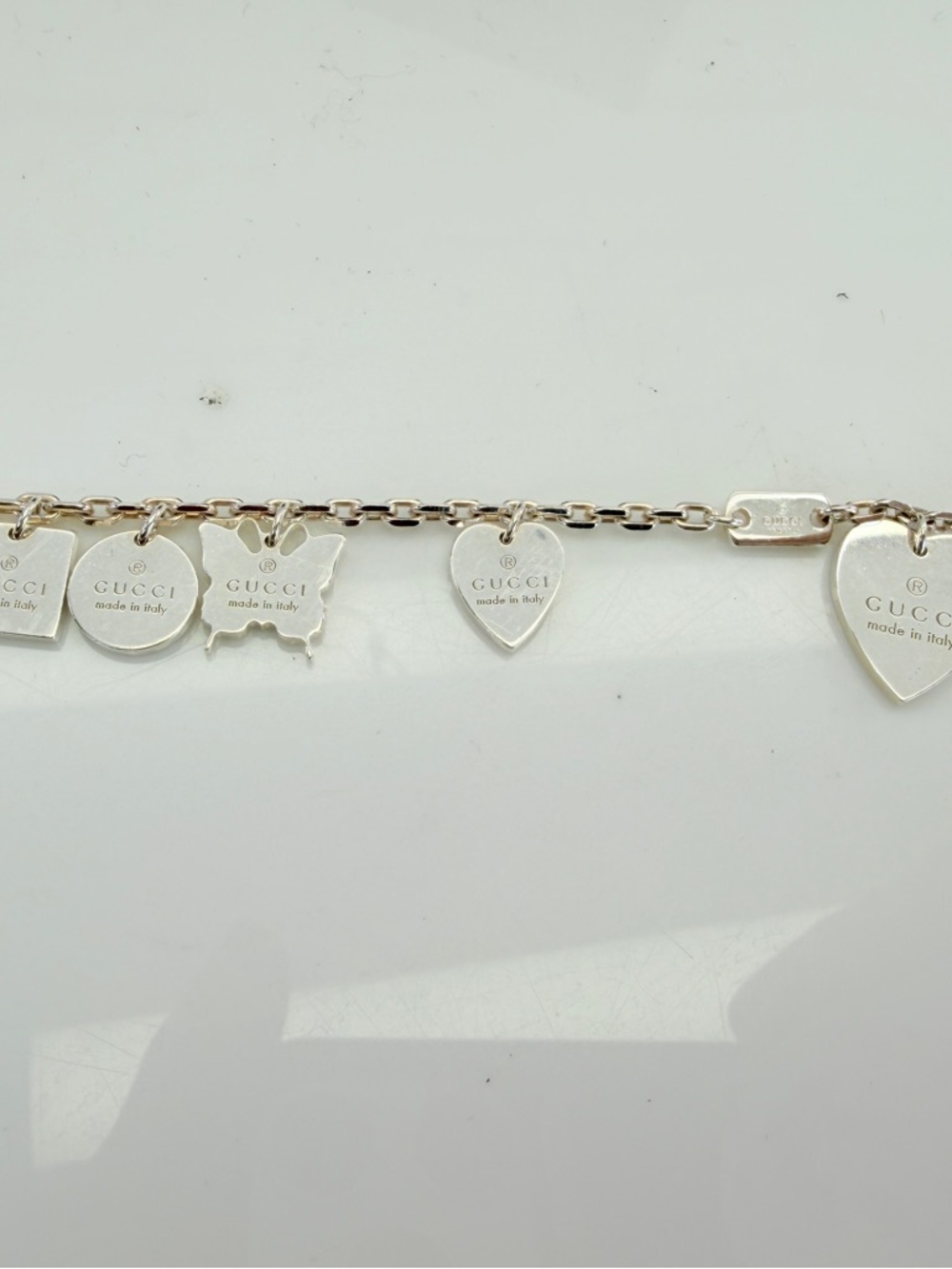 Gucci Trademark Heart Charm Sterling Silver Bracelet - Picture 8 of 12